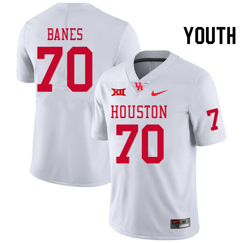 Youth #70 Max Banes Houston Cougars Big 12 XII College Football Jerseys Stitched-White